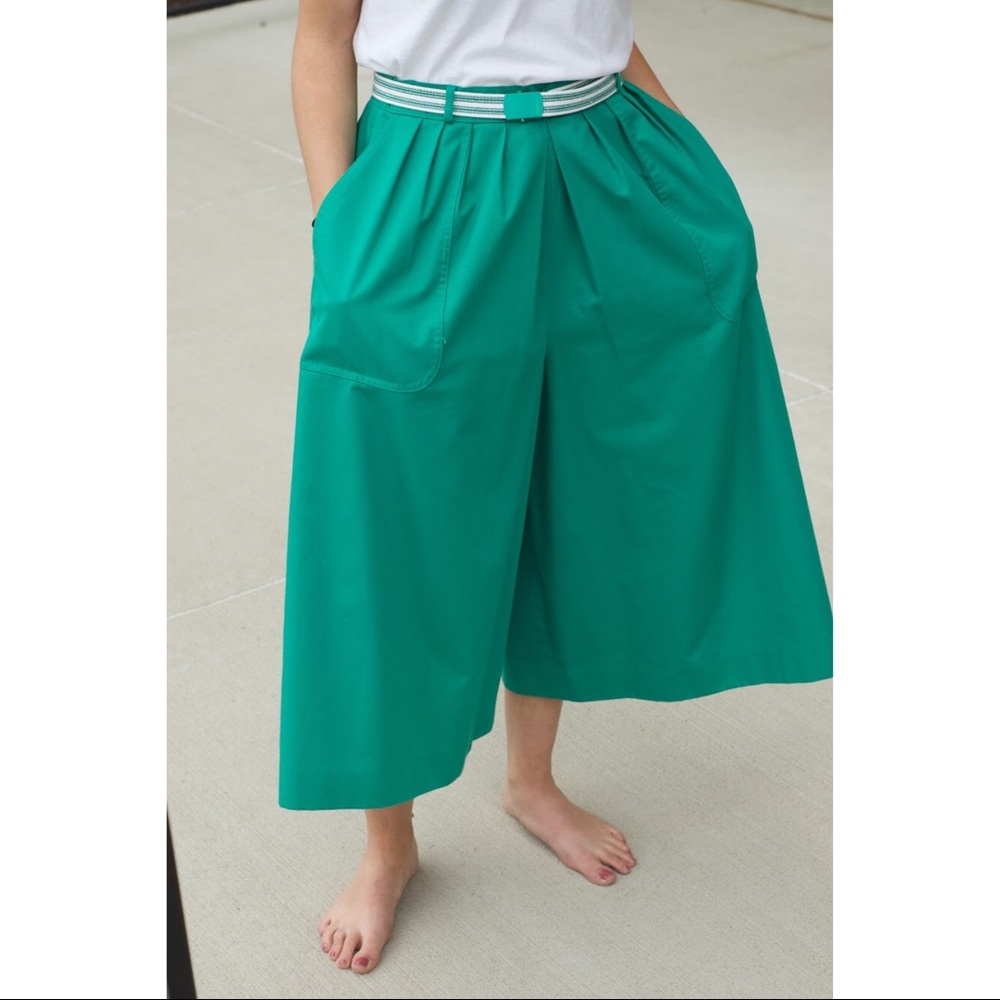 Retro Palazzo teal pants with matching belt